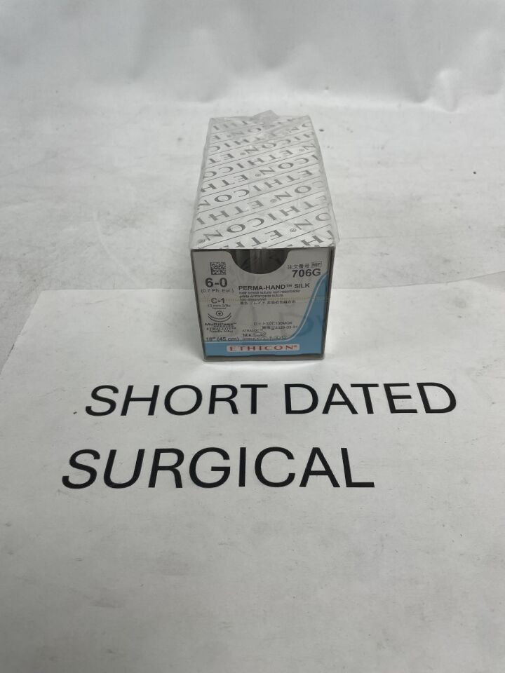 706G - ETHICON - Perma-Hand Suture, Black, Size 6-0, 18", C-1 Needle, (BX/12)