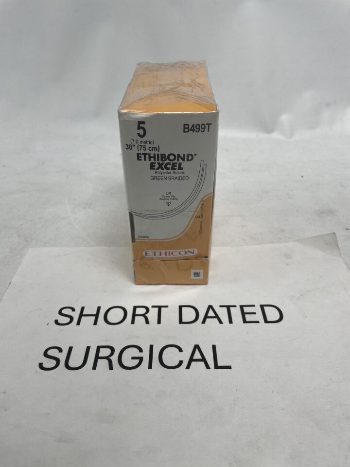 B499T - ETHICON - Ethibond Excel Non-Absorbable Braided Polyester Suture, Size 5, 30 in. Length, LR Needle, (BX/24)