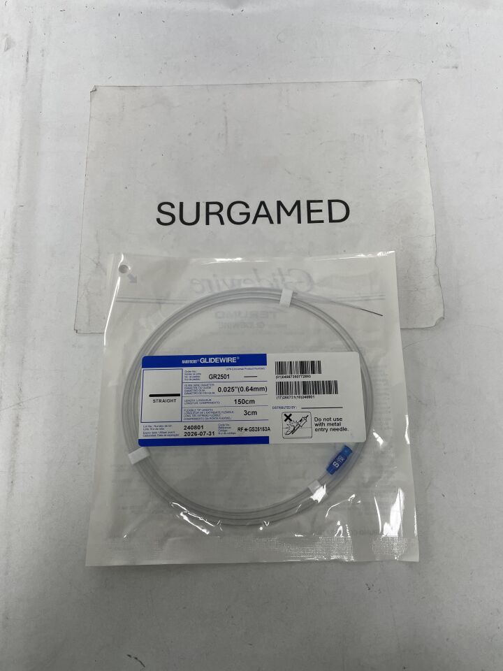GR2501 - TERUMO - Radifocus Glidewire - Straight - .025" x 150cm x 3cm, (EA)
