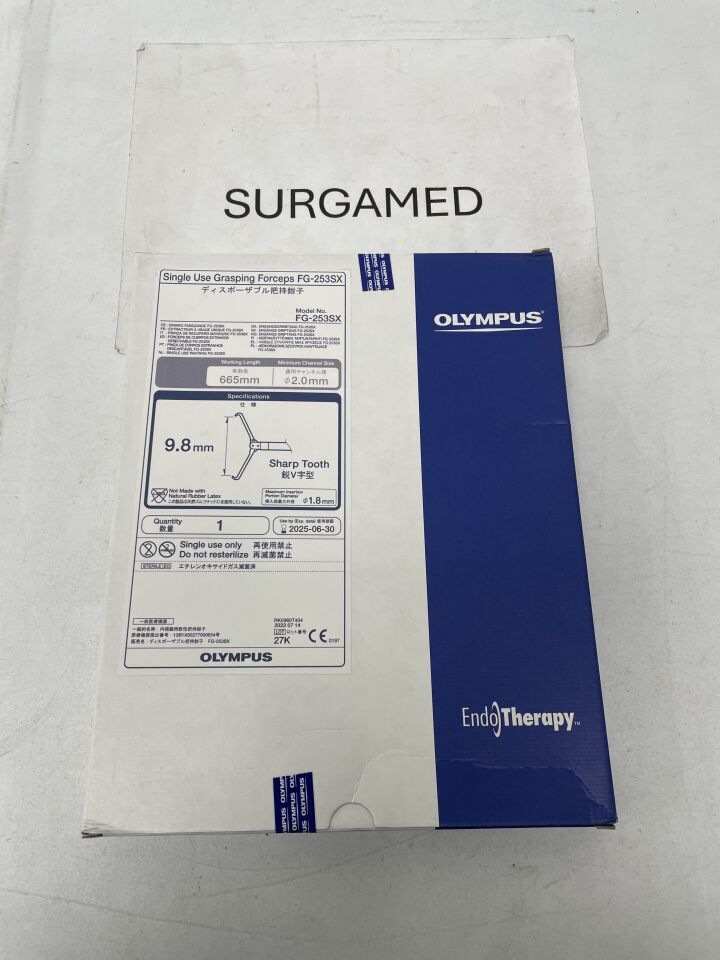 FG-253SX - OLYMPUS - Single Use-GRASPING FORCEPS - Sharp Tooth V - 665mm x 2.0mm, (BX/1)