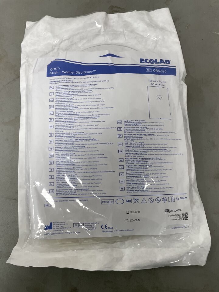 ORS-320 - ECOLAB - ORS Slush + Warmer Disc-Drape 44" x 66" Clear, (EA)