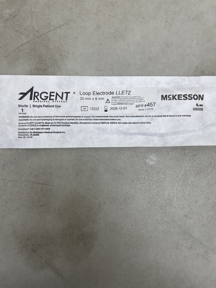 457 - MCKESSON MEDICAL - Argent Surgical LEEP/LLETZ Electrode Argent Tungsten Wire, Loop Tip, 20 x 8mm, (EA)