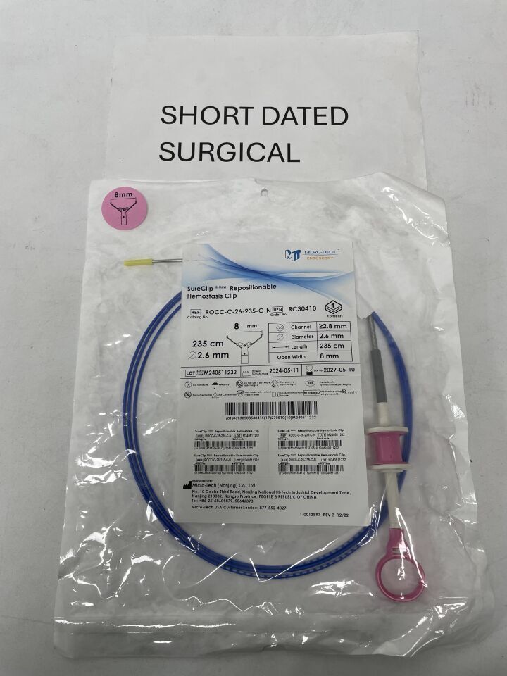 ROCC-C-26-235-C-N - MICRO-TECH - Sureclip Mini Repositionable Hemostasis Clip. 235cm x 2.6mm, 8mm Open Width, (EA)