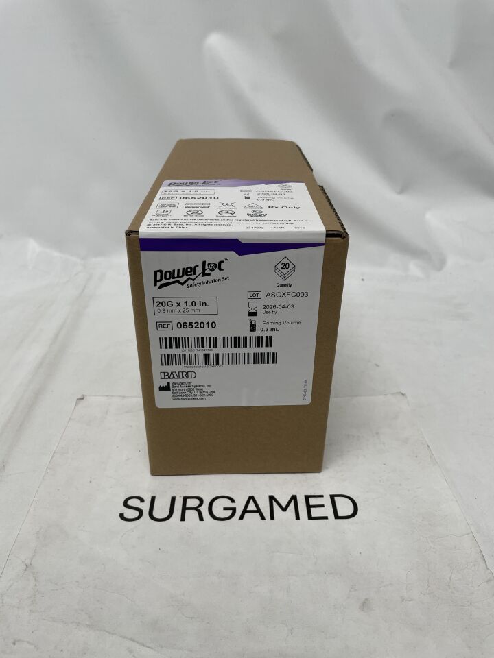 0652010 - BARD - PowerLoc Safety Infusion Set For Port Access, Power Injectable - 20G x 1", (BX/20)
