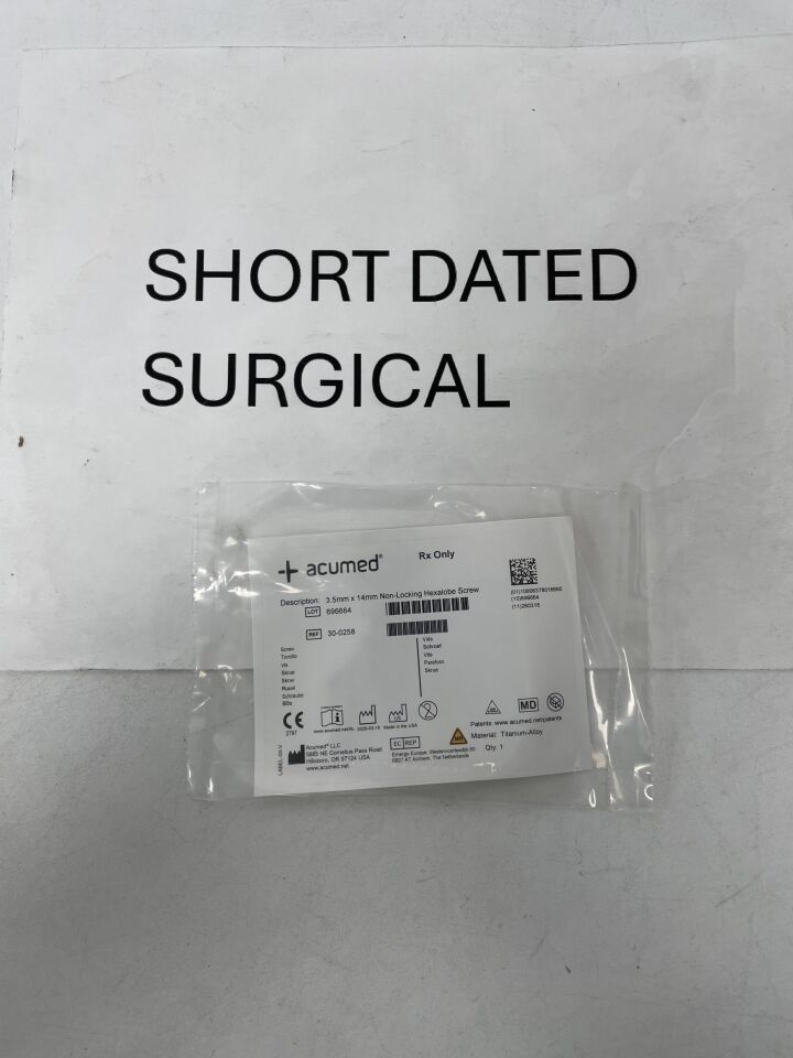 30-0258 - ACUMED - NonLocking Hexalobe Screw - 3.5 x 14mm, (EA)