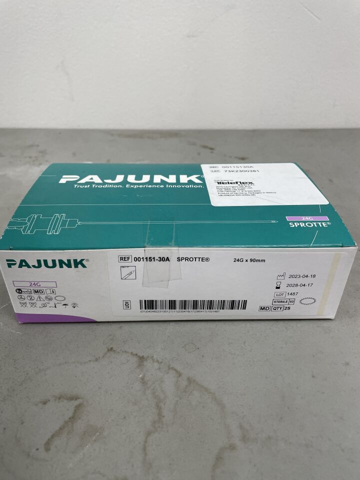 001151-30A - PAJUNK - Sprotte Lumbar Needle 24G x 90mm (3.5"), No Introducer, (BX/25)