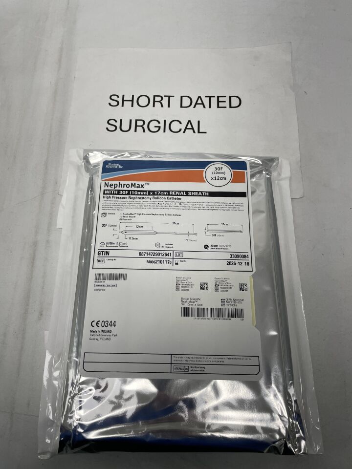 210117 - BOSTON SCIENTIFIC - NephroMax High Pressure Nephrostomy Balloon Catheter - 17cm Renal Sheath - 30Fr x 12cm, (EA)