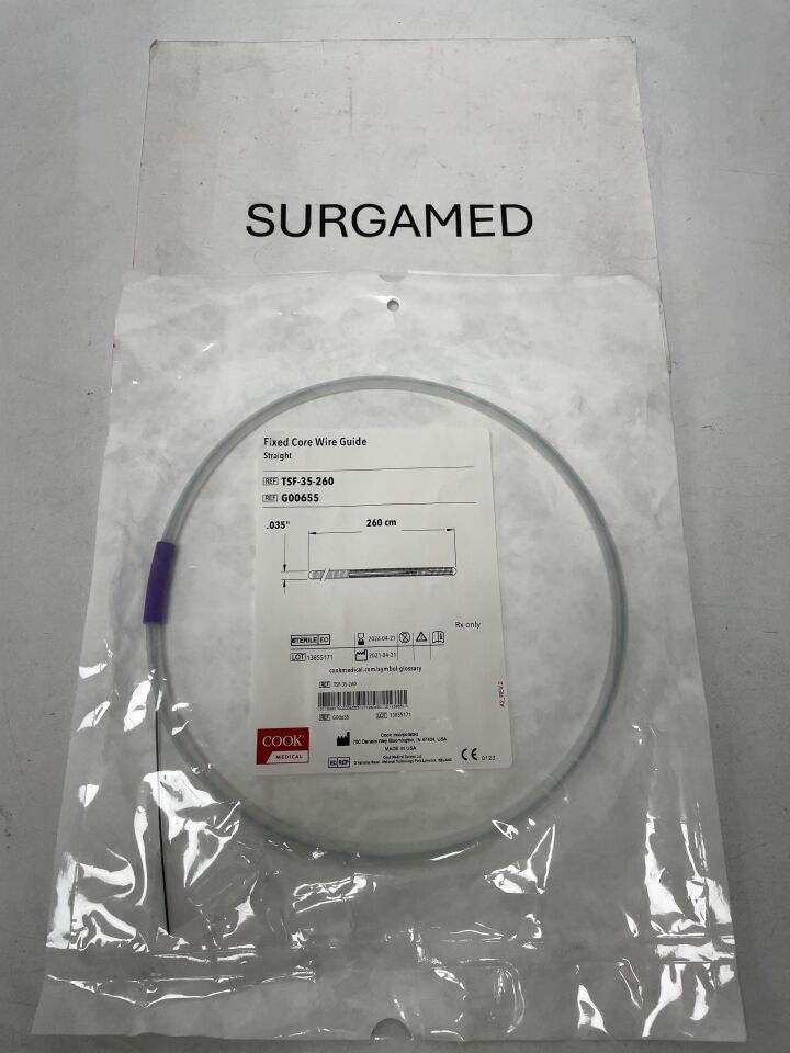 G00655 - COOK - Fixed Core Wire Guide - Straight - .035" x 260cm, (EA)