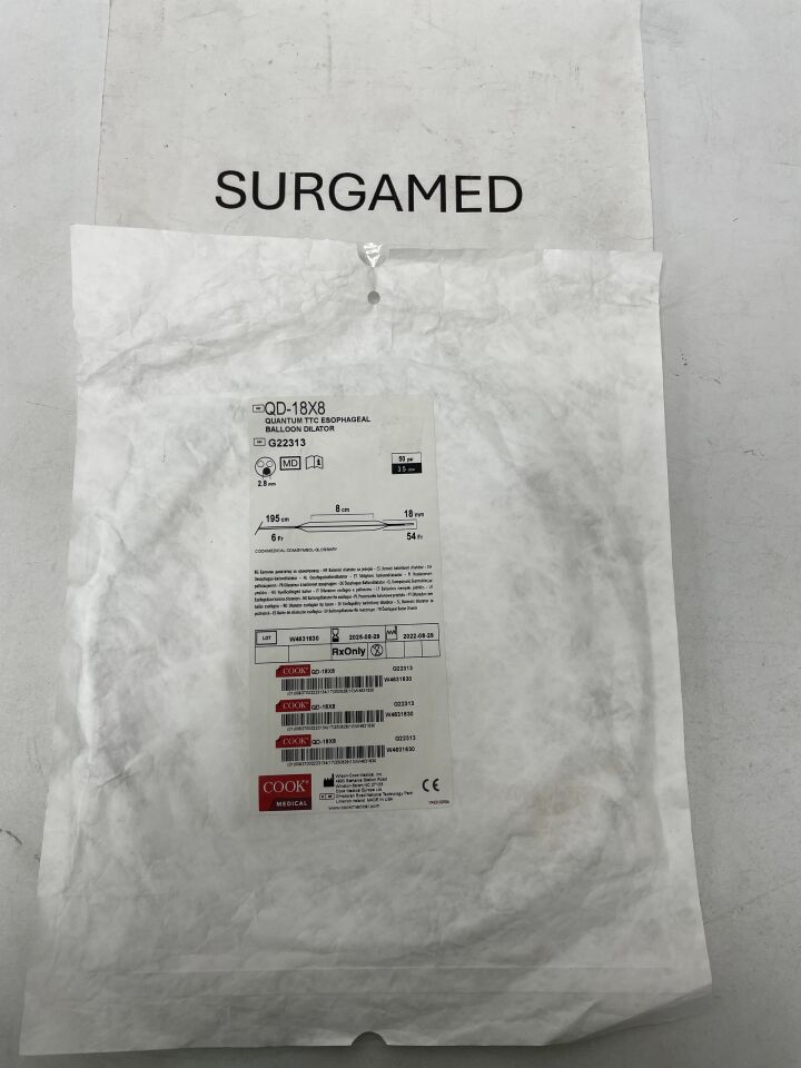 G22313 - COOK - Quantum TTC Esophageal Balloon Dilator - 18mm x 8cm, (EA)