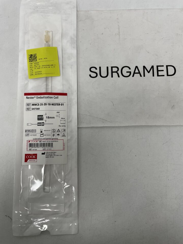 G47360 - COOK - Tornado Embolization Coil - MWCE-35-20-18-NESTER-01 - .035" x 20cm x 18mm, (EA)
