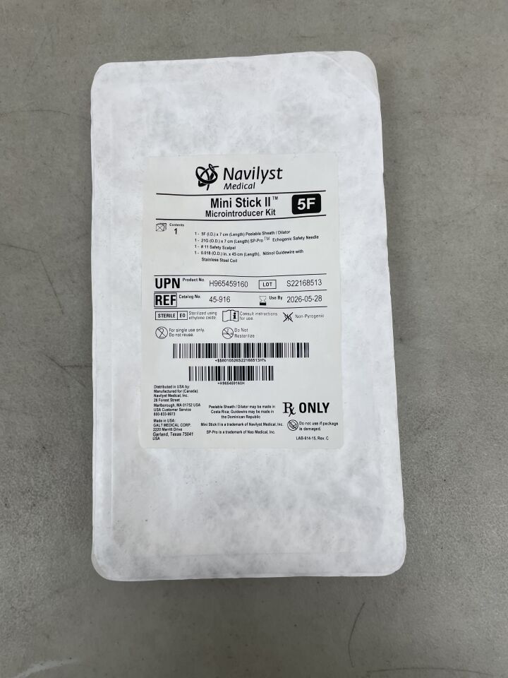 45-916 - NAVILYST MEDICAL - Mini Stick II Microintroducer Kit, 5F x 7cm, 45cm NT/SS Guidewire, (EA)