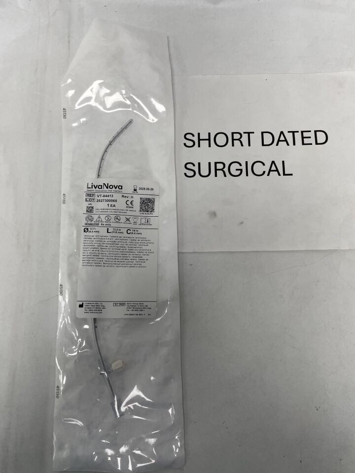 VT-84413 - LIVANOVA - Ventricular Vent Catheter, PVC Straight, Bullet Tip with Guidewire Stylet 13F x 12.5", (EA)