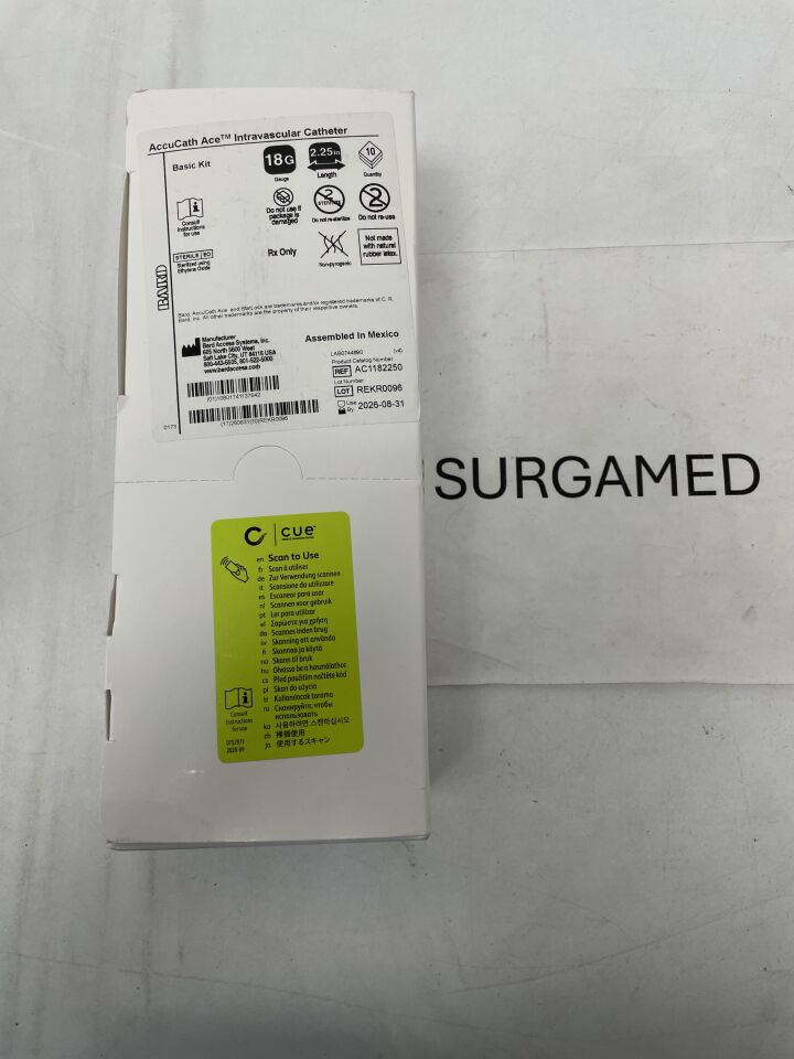 AC1182250 - BARD - AccuCath Ace Intravascular Catheter, Basic 18G x 2.25", (BX/10)