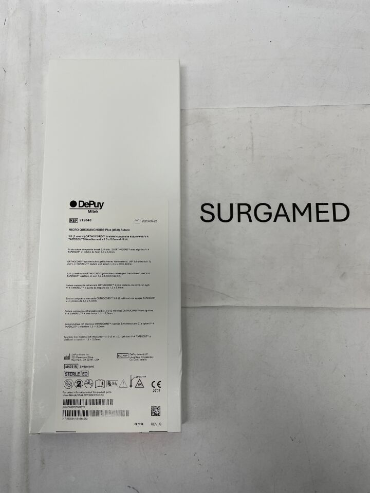 212843 - DEPUY - Micro QuickAnchor Plus Anchor with #3 Orthocord (V-4) Suture and Drill Bit, (BX/1)