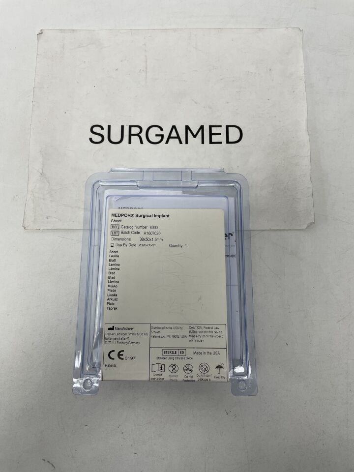 6330 - STRYKER - Medpor Surgical Implant, Sheet 38mm x 50mm, 1.5mm, (EA)