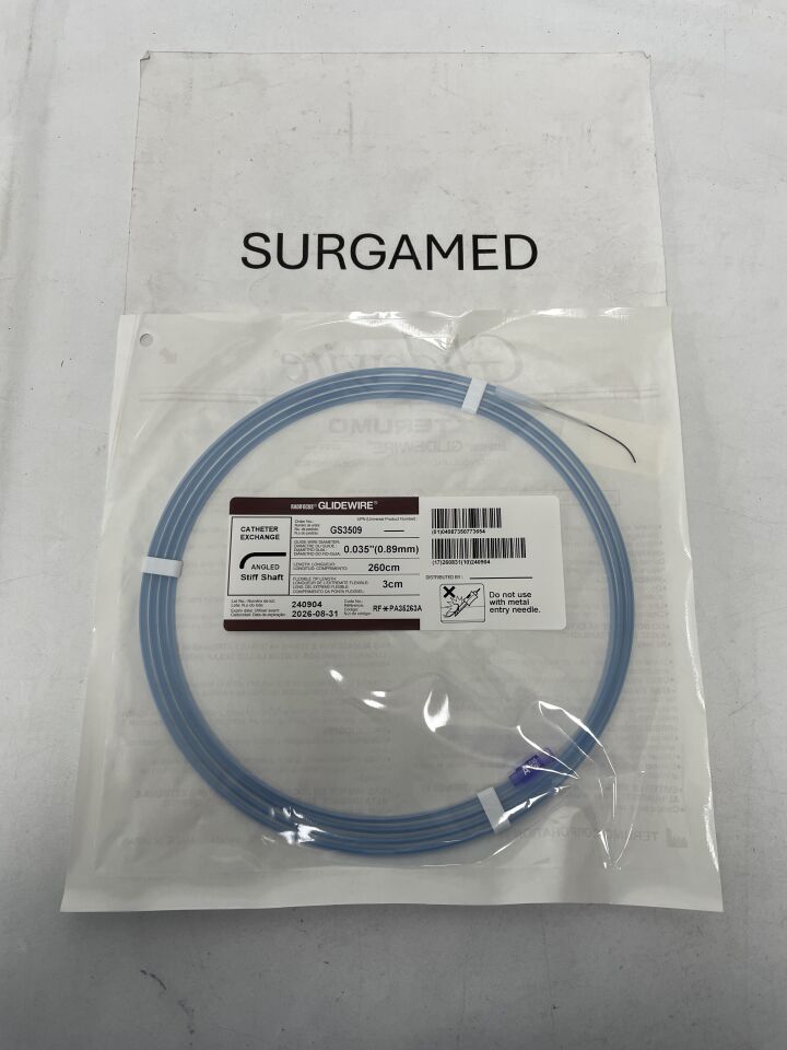 GS3509 - TERUMO - Radifocus Glidewire - Angled , Stiff Shaft - .035" x 260cm x 3cm, (EA)