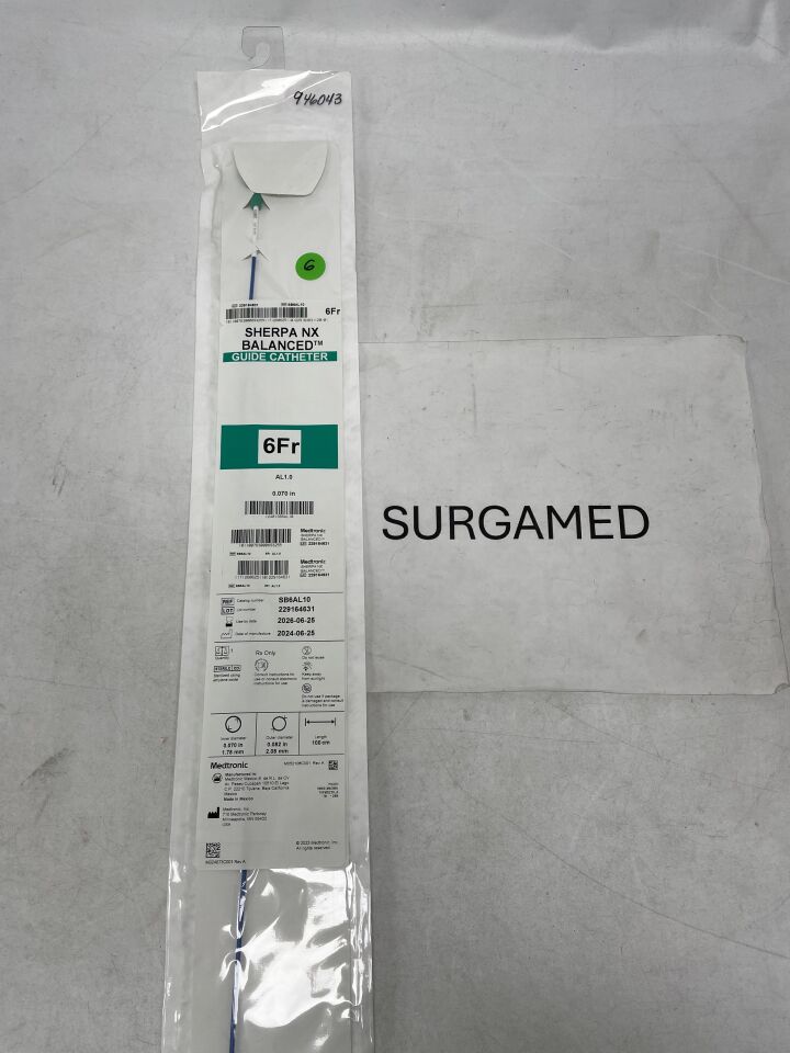 SB6AL10 - MEDTRONIC - Sherpa NX Balanced Guiding Catheter - AL1.0 - 6Fr x .070-.082" x 100cm (L), (EA)