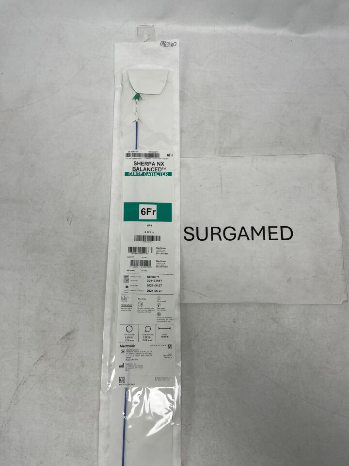 SB6MP1 - MEDTRONIC - Sherpa NX Balanced Guiding Catheter - MP1 - 6Fr x .070-.082" x 100cm (L), (EA)