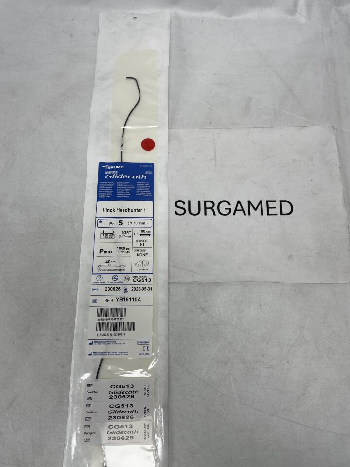 CG513 - TERUMO - Radifocus Glidecath Angiographic Catheter - Hinck Headhunter 1 - 5Fr x .038" x 100cm (L), (EA)