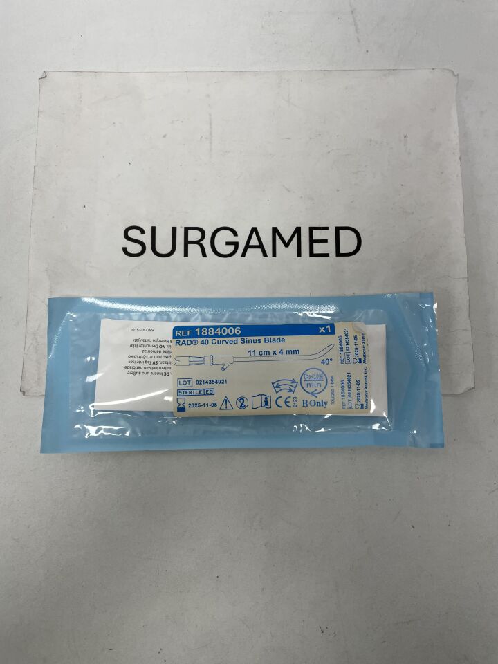 1884006 - MEDTRONIC - RAD Non-Rotatable Curved Sinus Blade, 4 mm dia. x 11 cm Length, 40 Degree Angle, (EA)