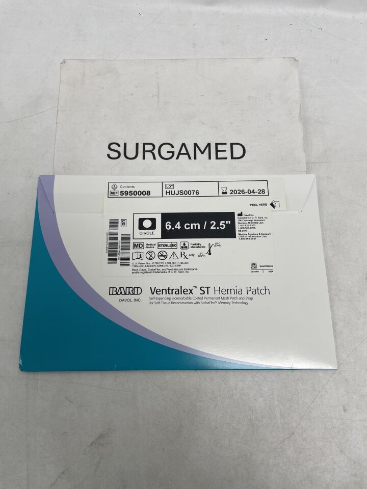 5950008 - BARD - Mesh Ventralex ST Hernia Patch, Medium Circle w/Strap 6.4cm, (BX/1)