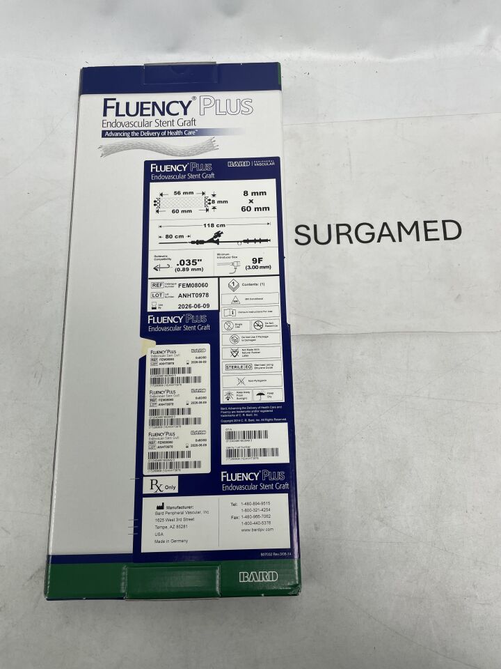 FEM08060 - BARD - Fluency Plus Endovascular Stent Graft - 8mm x 60mm x 80cm, (BX/1)