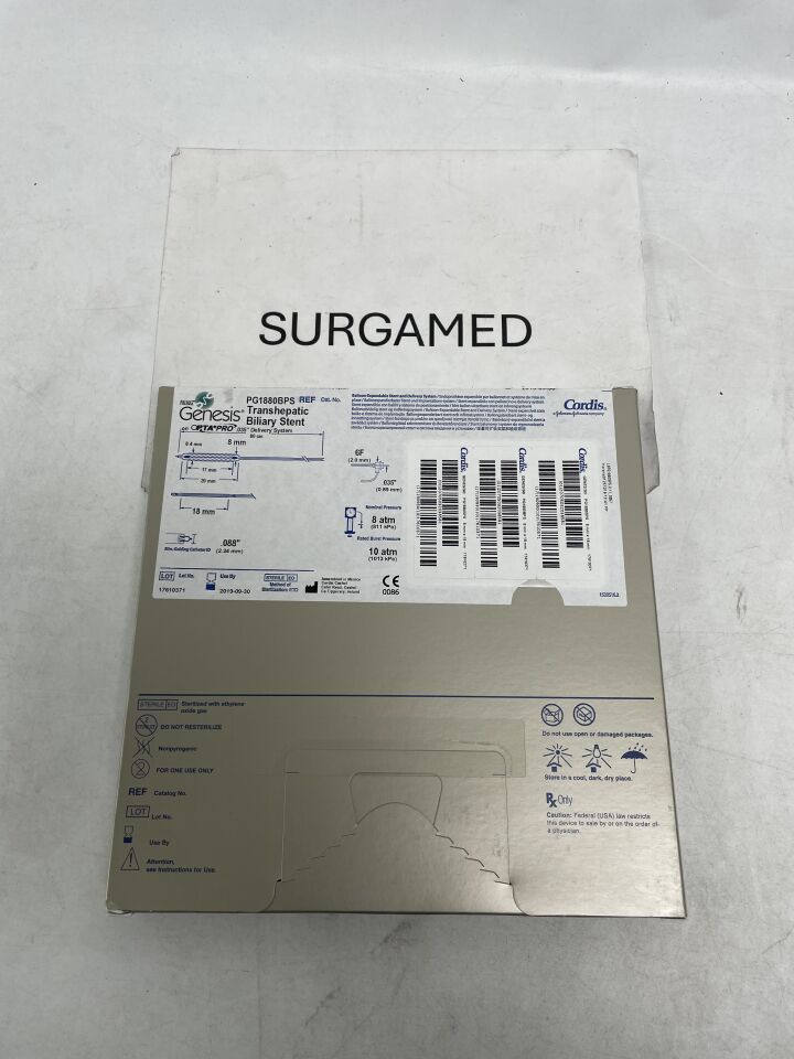 PG1880BPS - CORDIS - PALMAZ Genesis Transhepatic Balloon-Expandable Biliary Stent on OPTA PRO .035" OTW Delivery System - 8mm x 18mm x 80cm, (BX/1)