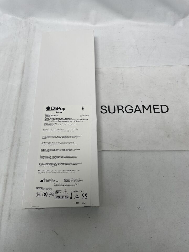 222984 - DEPUY - Super QuickAnchor Plus Anchor with 6 in. #2 DS Orthocord (CP-2) Suture and Drill Bit, (BX/1)