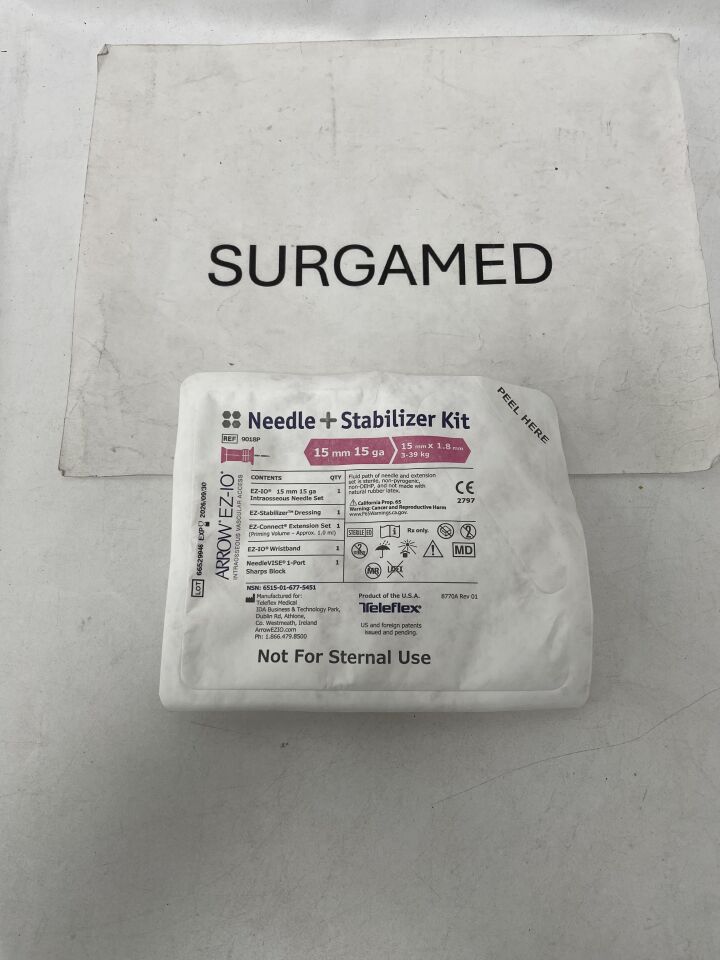 9018P - TELEFLEX - Arrow EZ-IO Needle + Stabilizer Kit 15mm x 15G, (EA)