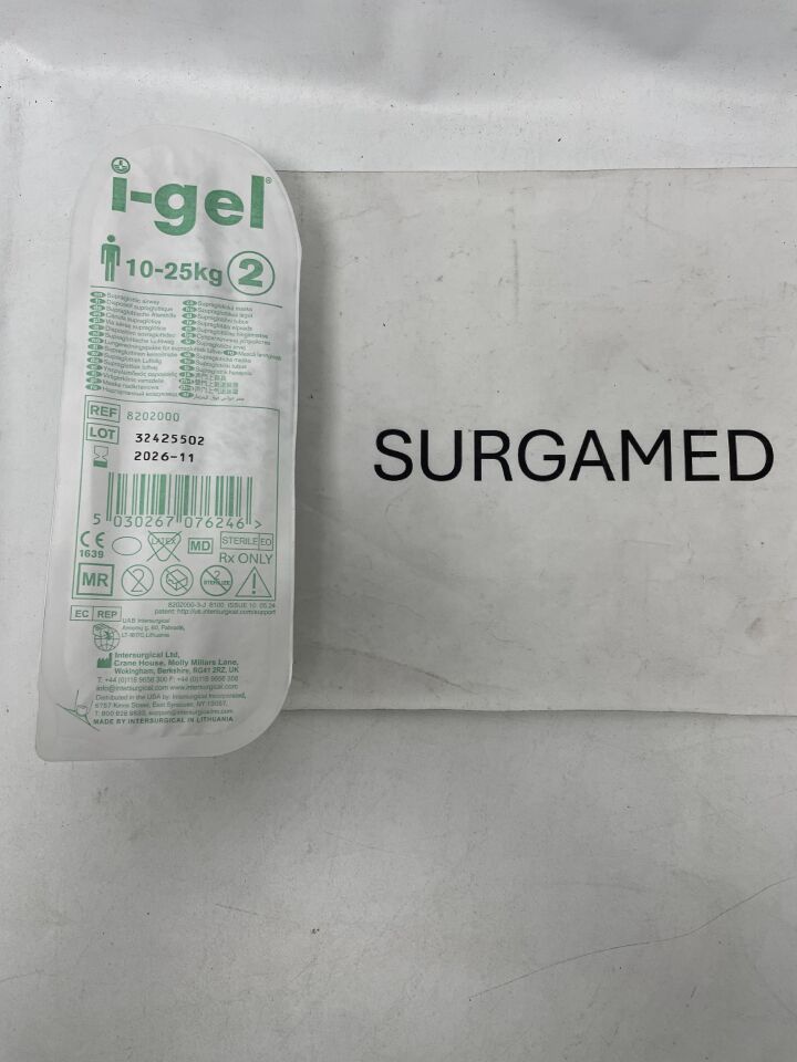 8202000 - INTERSURGICAL - I-Gel 2 Supraglottic Airway, 10-25kg, (EA)