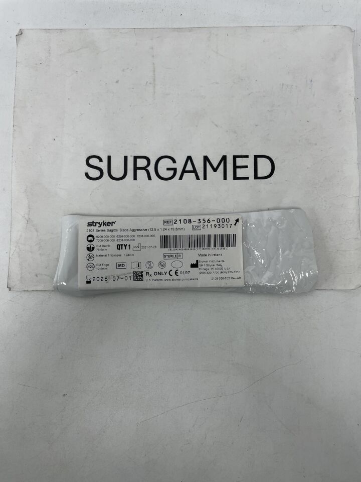 2108-356-000 - STRYKER - Sagittal Blade, Aggressive 12.5mm x 79.5mm x 1.24mm, (EA)