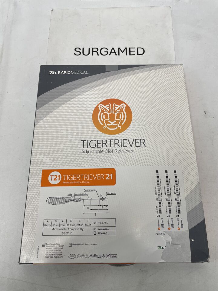 TRPP7155 - STRYKER - TIGERTRIEVER 21 Adjustable Clot Retriever - Revascularization Device - 2-9mm x 53mm, (BX/1)