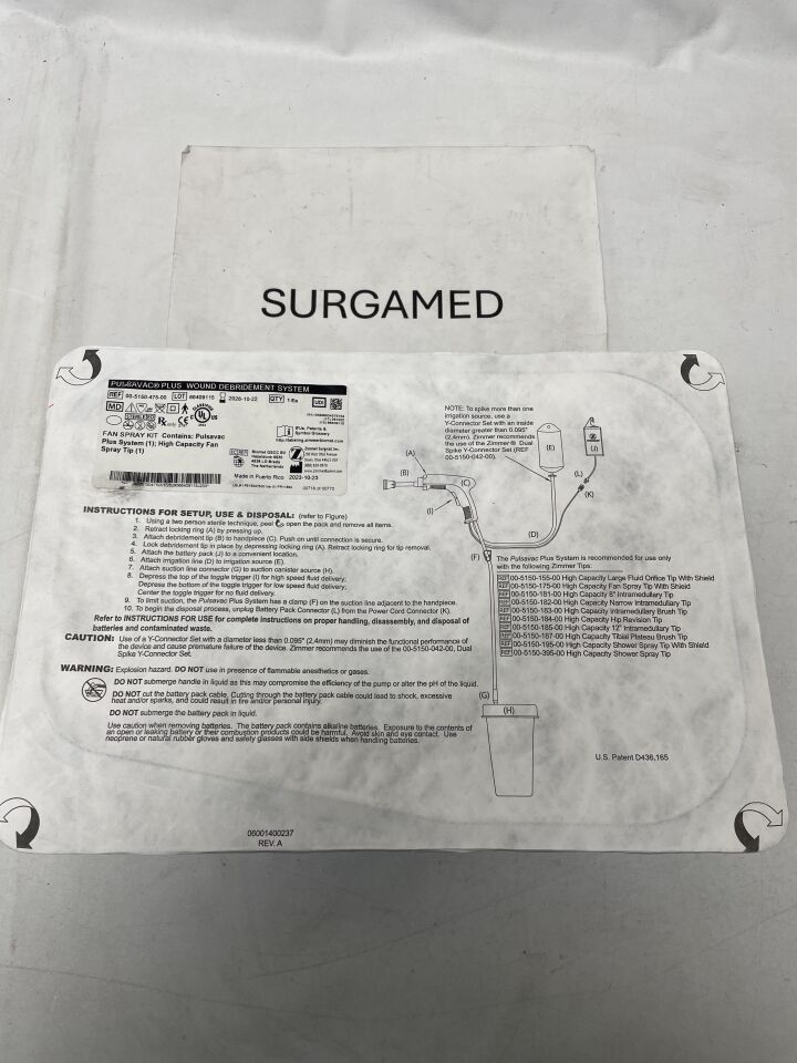 00-5150-475-00 - ZIMMER - PULSAVAC Plus Wound Debridement System, (EA)
