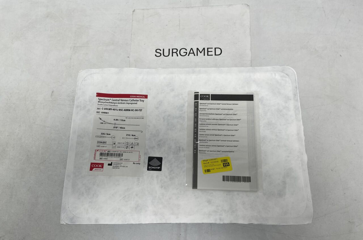 G48061 - COOK - Spectrum, Central Venous Catheter Tray Minocycline/Rifampin Antibiotic Impregnated Double Lumen Polyurethane, 4Fr, 40cm, (EA)