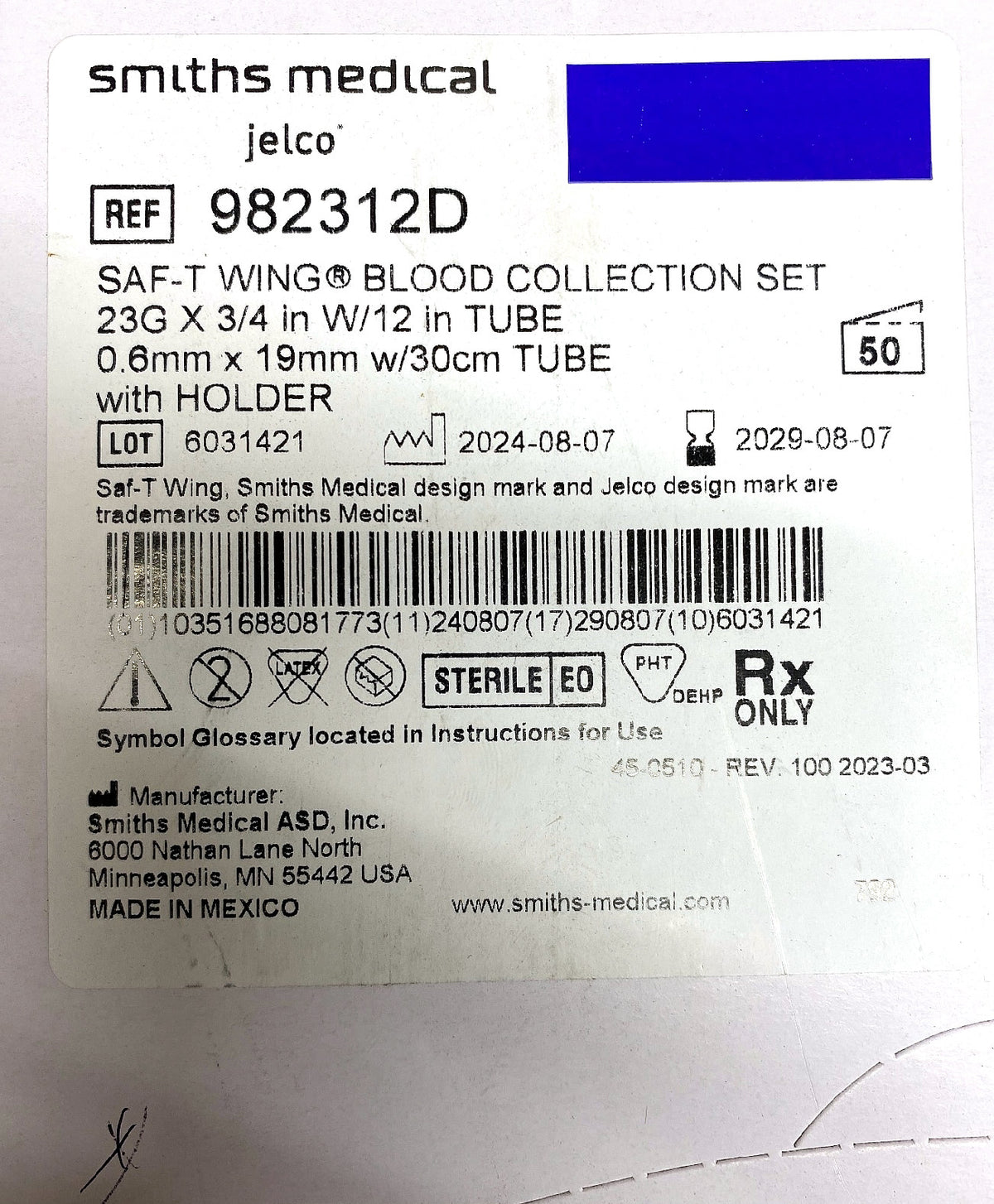 982312D - SMITHS MEDICAL - Jelco, (BX/50)