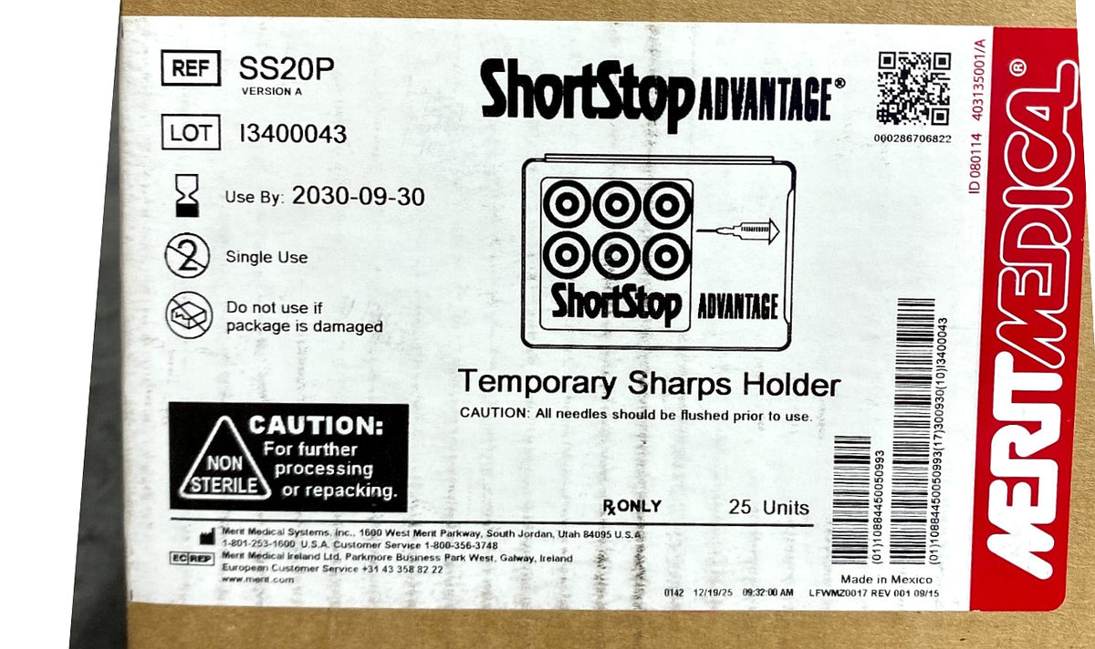 SS20P - MERIT MEDICAL - Temporary sharps holder, (BX/25)