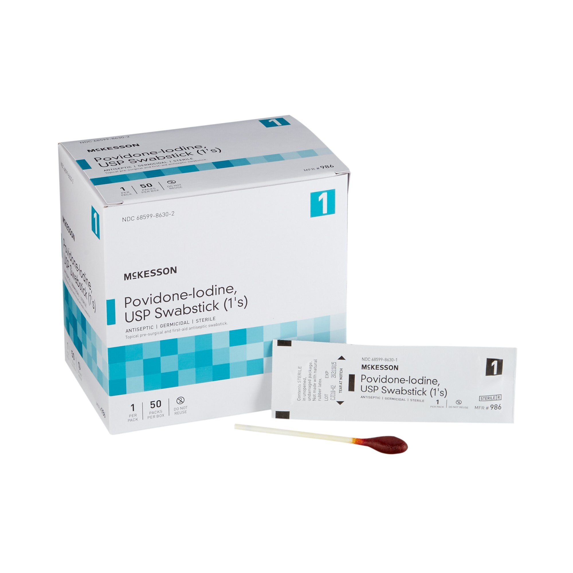 854752 - McKesson - McKesson Impregnated Swabstick 10% Strength Povidone-Iodine, Individual Packet, Sterile, 986, Case of 500, (CS)