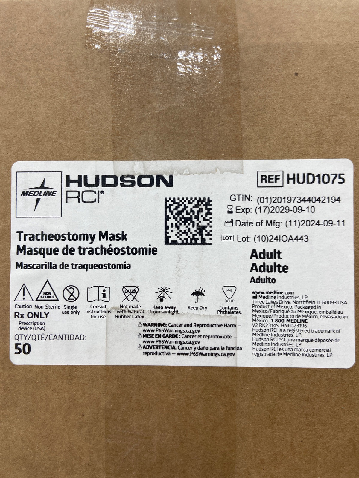 HUD1075 - MEDLINE - Tracheostomy mask, (BX/50)