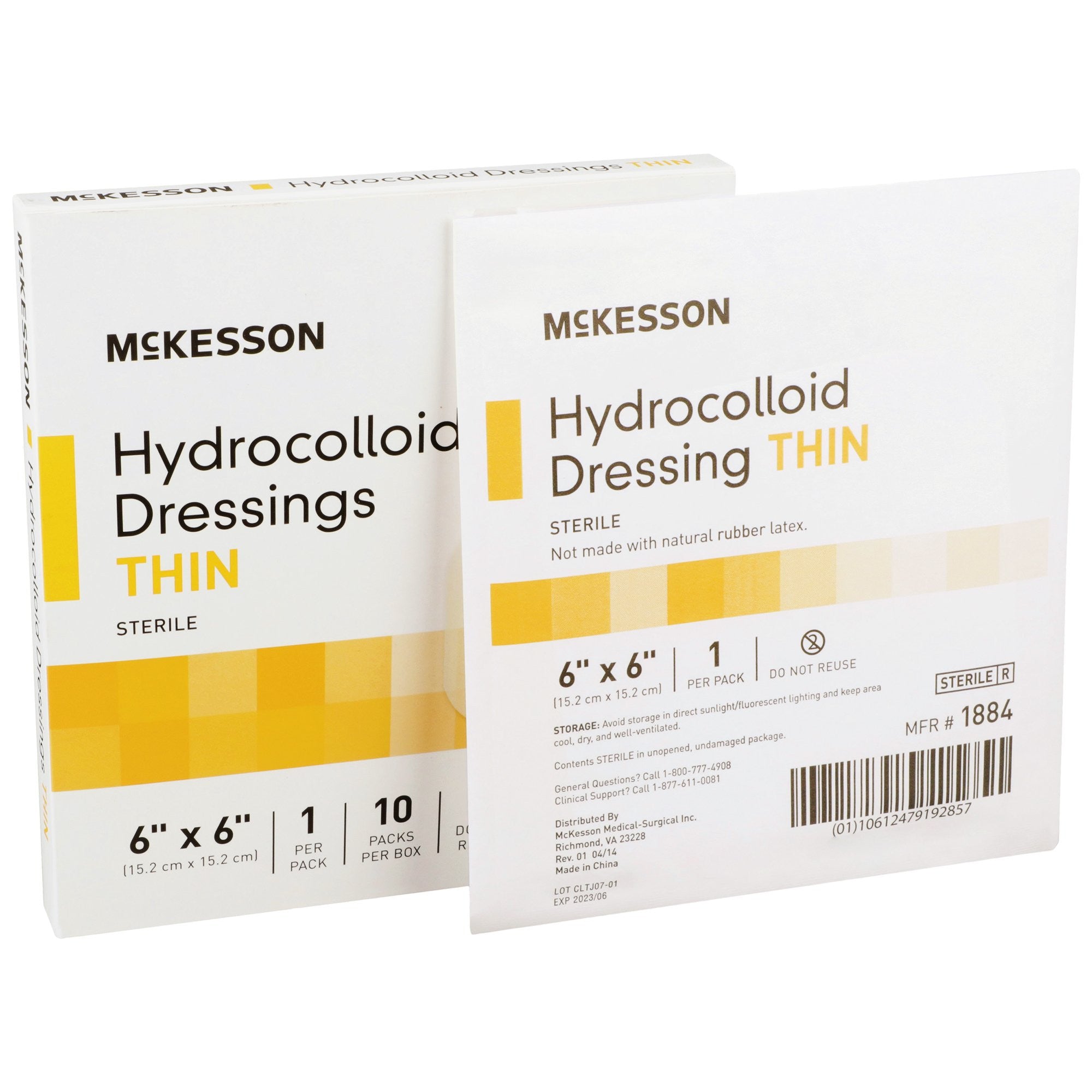 882983 - McKesson - McKesson Thin Hydrocolloid Dressing Film Backing 6 X 6 Inch Square Hydrocolloid / Film, 1884, Case of 200, (CS)