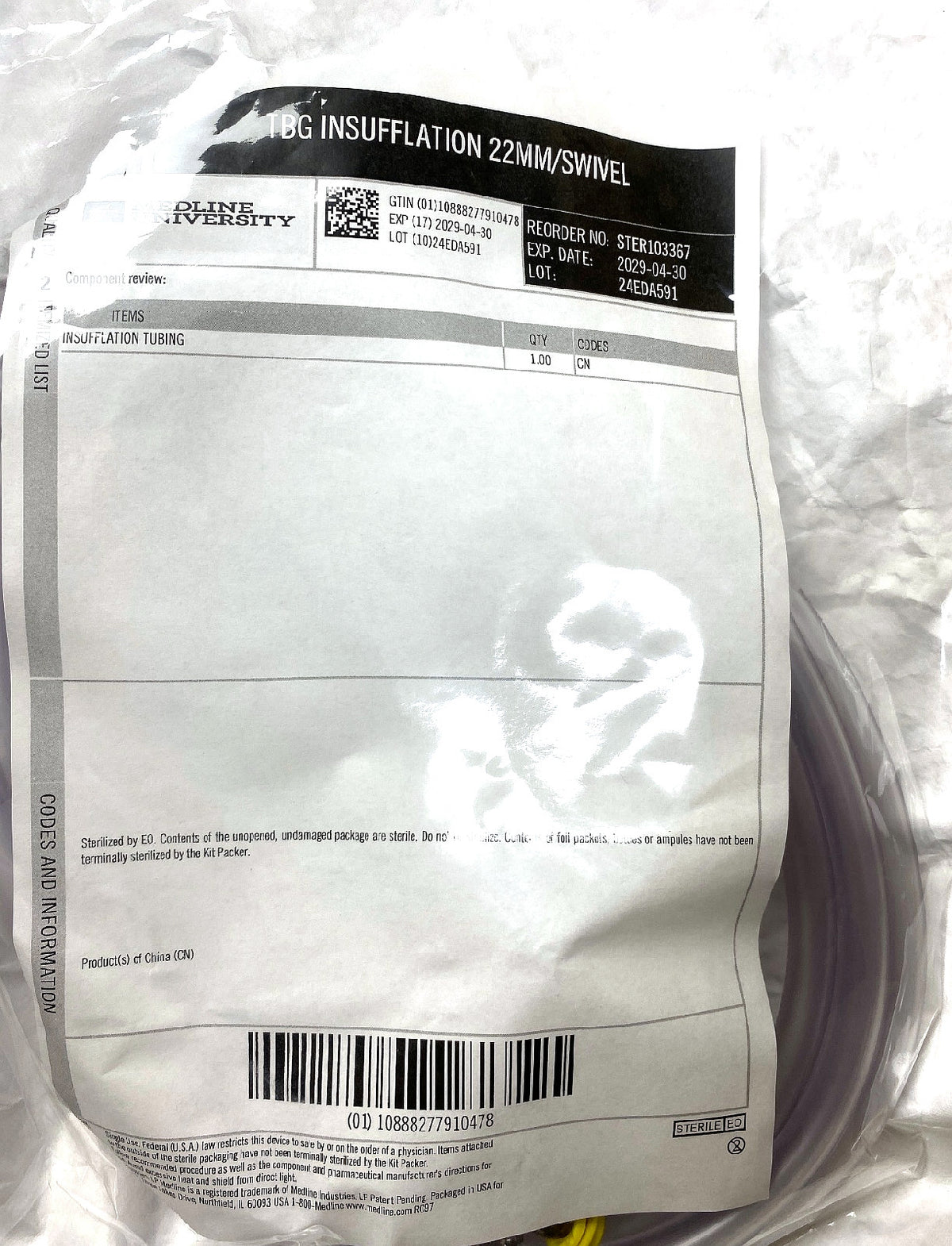 STER103367 - MEDLINE - Isufflation tubing, (EA/1)
