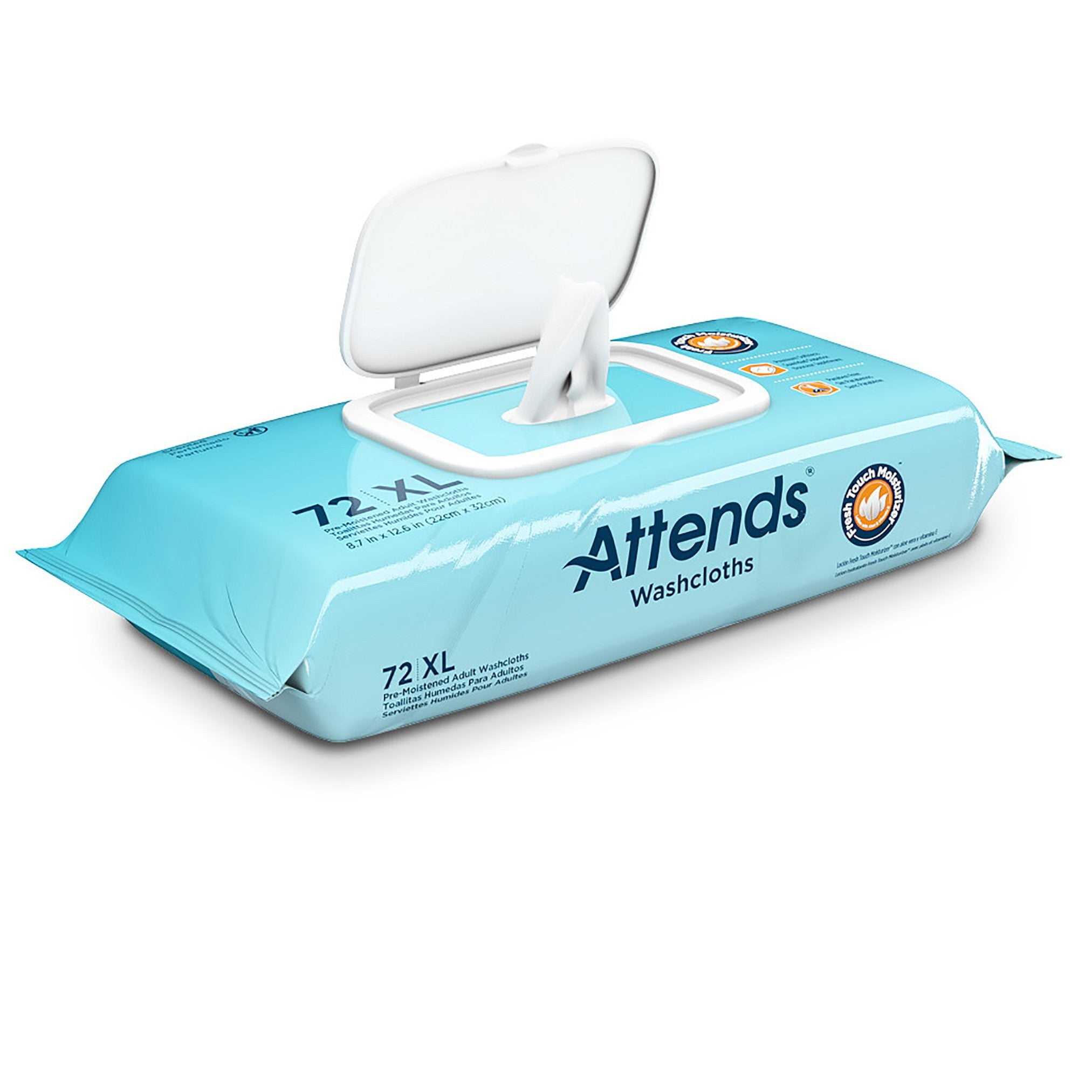 633847 - Attends - Attends Washcloths with Aloe and Vitamin E, Size 7.8 x 11.8'', Case of 12, (CS)