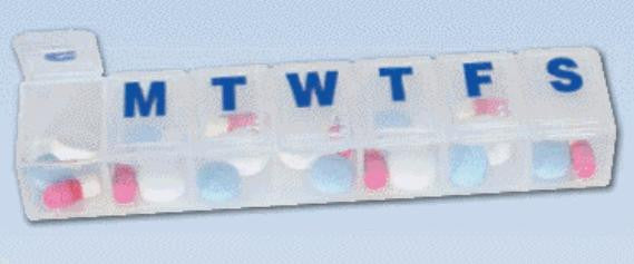 634083 - Ezy Dose - Pill Organizer Ezy Dose Medium 7 Day 1 Dose 67005 Pack of 6, (PK)