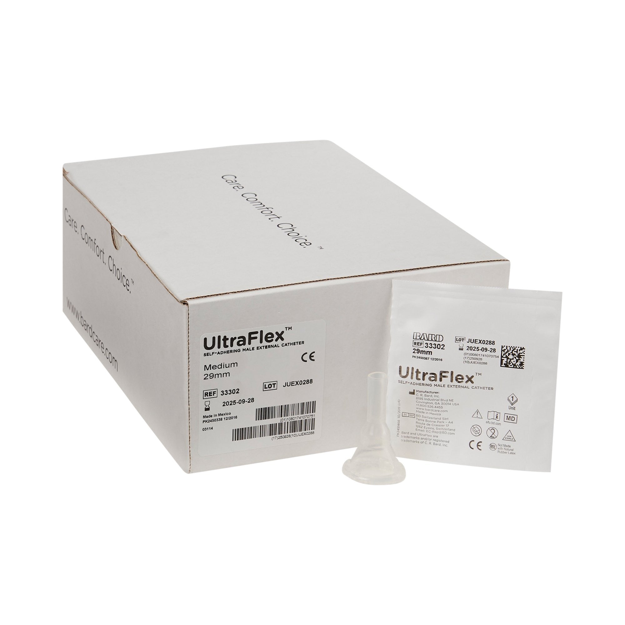 635137 - UltraFlex - Male External Catheter UltraFlex Self-Adhesive Band Silicone Medium 33302 Box of 30, (BX)