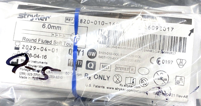 5820-010-160 - STRYKER - 6.0mm Round Fluted Soft Touch, (EA/1)