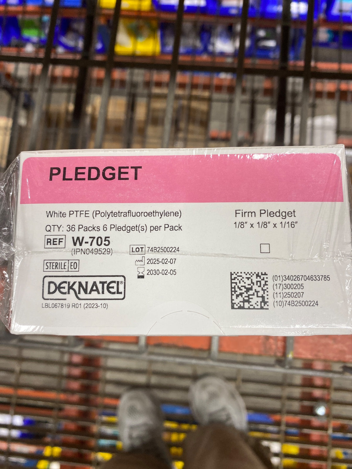 W-705 - TELEFLEX - Deknatel PTFE Firm Pledget, White, Small, 1/8 x 1/8 x 1/16 in., (BX/36)