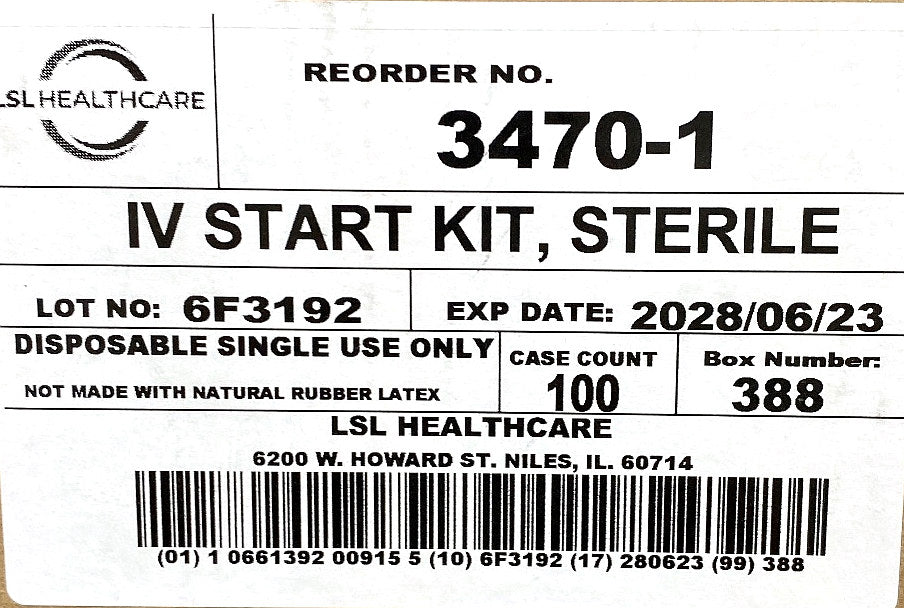 3470-1 - LSL - I.V. Start Kit, (CS/100)