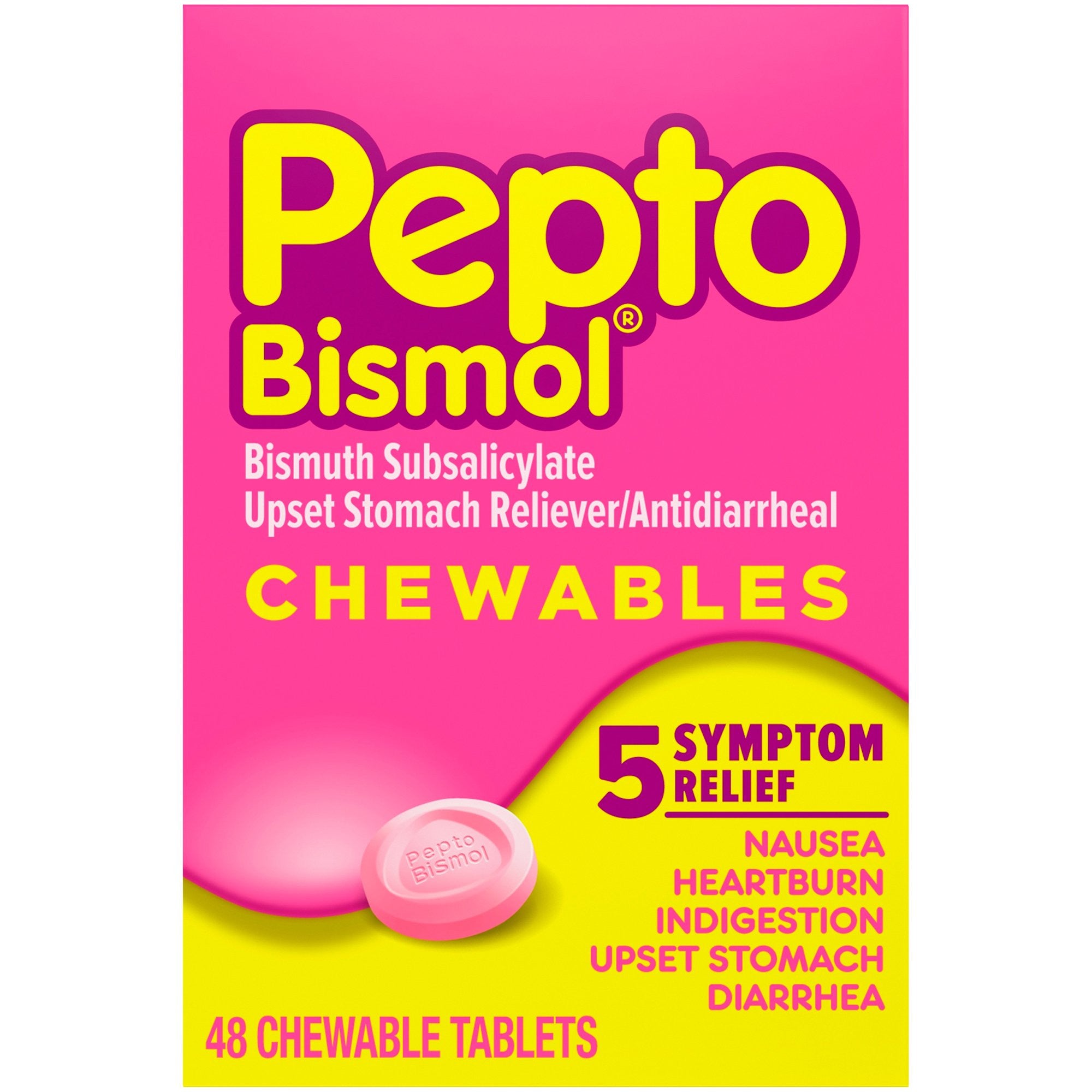 651062 - Pepto Bismol - Anti-Diarrheal Pepto Bismol 262 mg Strength Chewable Tablet 48 Box of 48, (BX)
