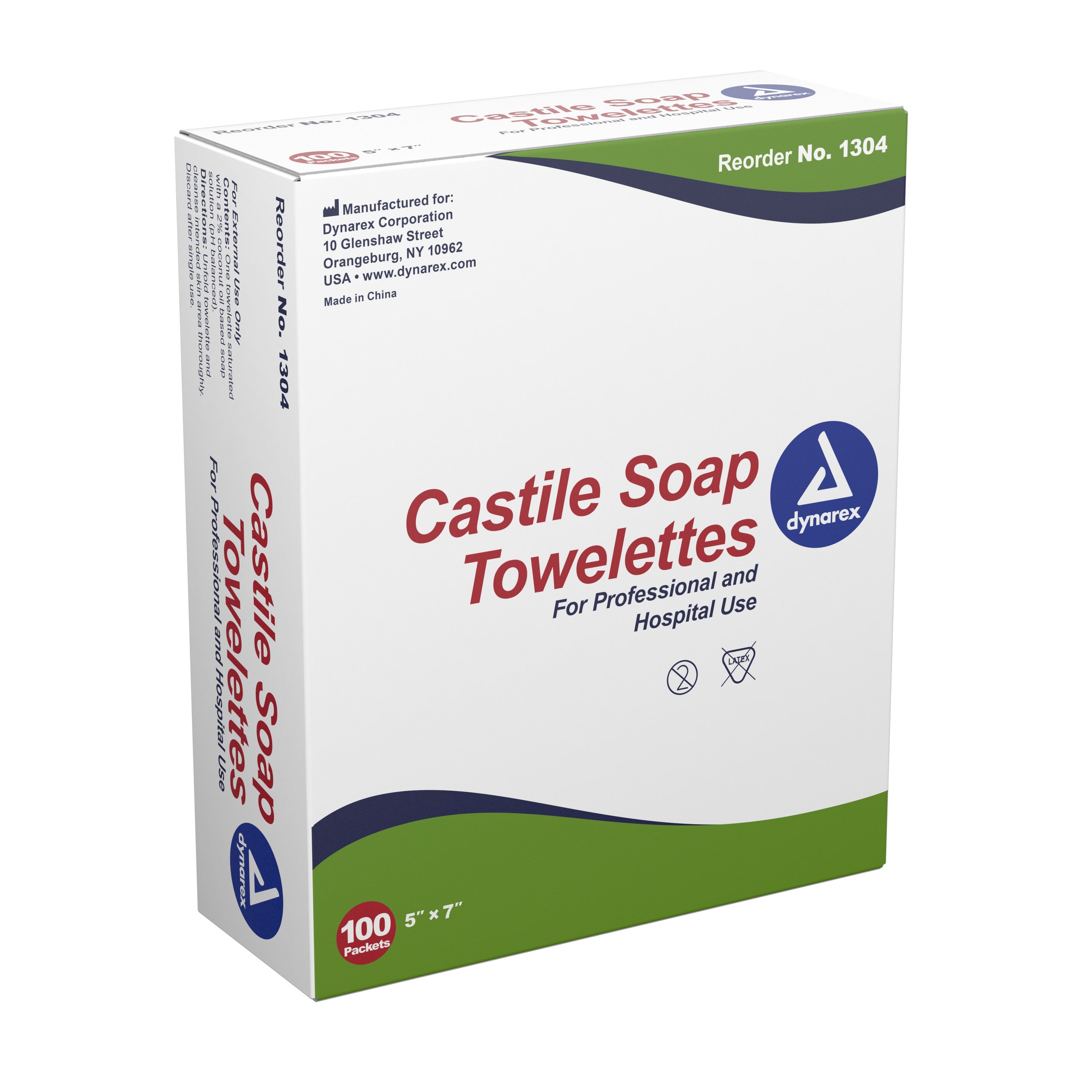 689284 - Dynarex - Dynarex Castile Soap Towelette, PH-Balanced Coconut Oil-based Soap Solution, 100 Individual Packets per Box, 10 Boxes per Case, Case of 1000, (CS)
