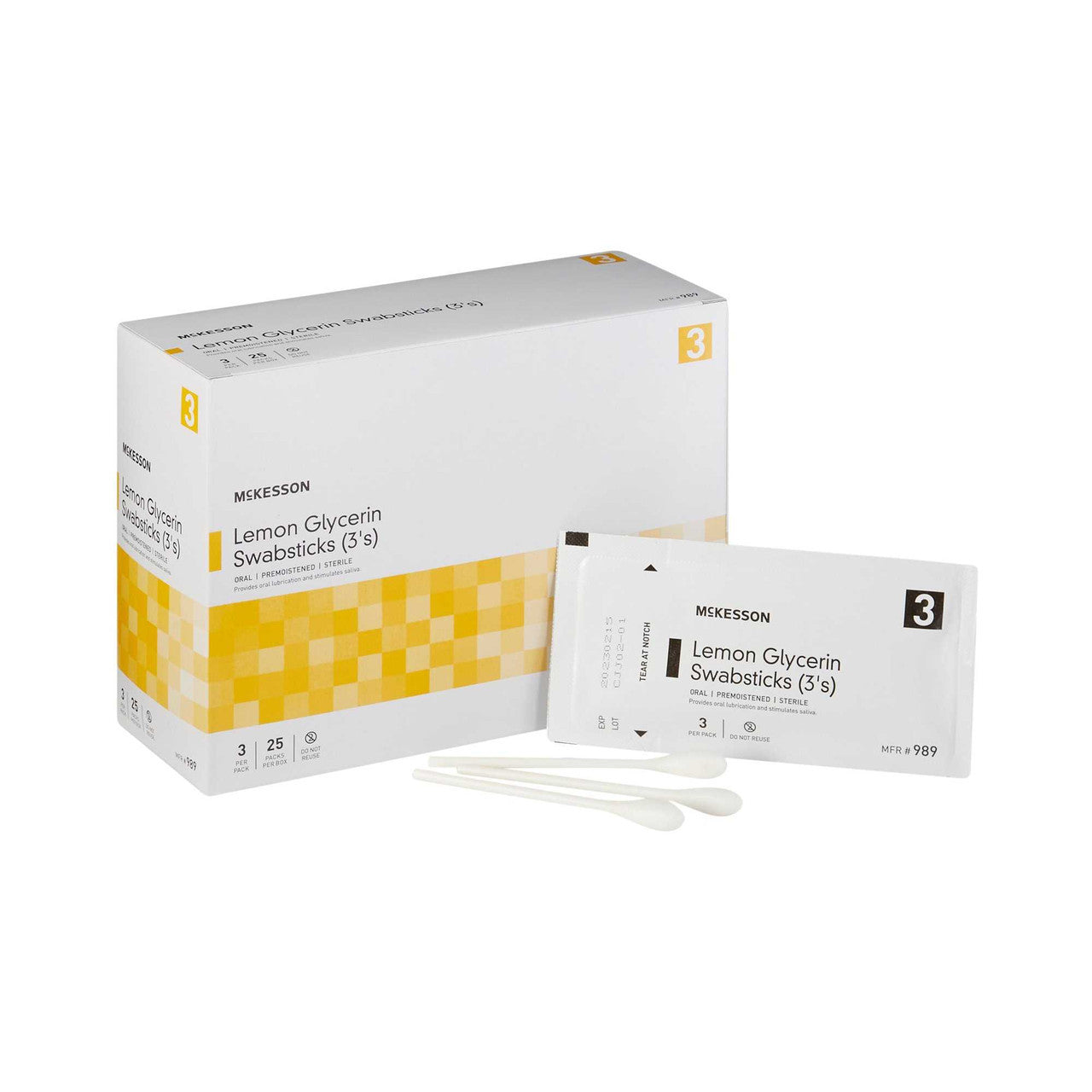 877336 - McKesson - McKesson 4'' Lemon Glycerin Swabstick with Rayon Tip, Plastic Shaft, Sample Pack of 1, (EA)