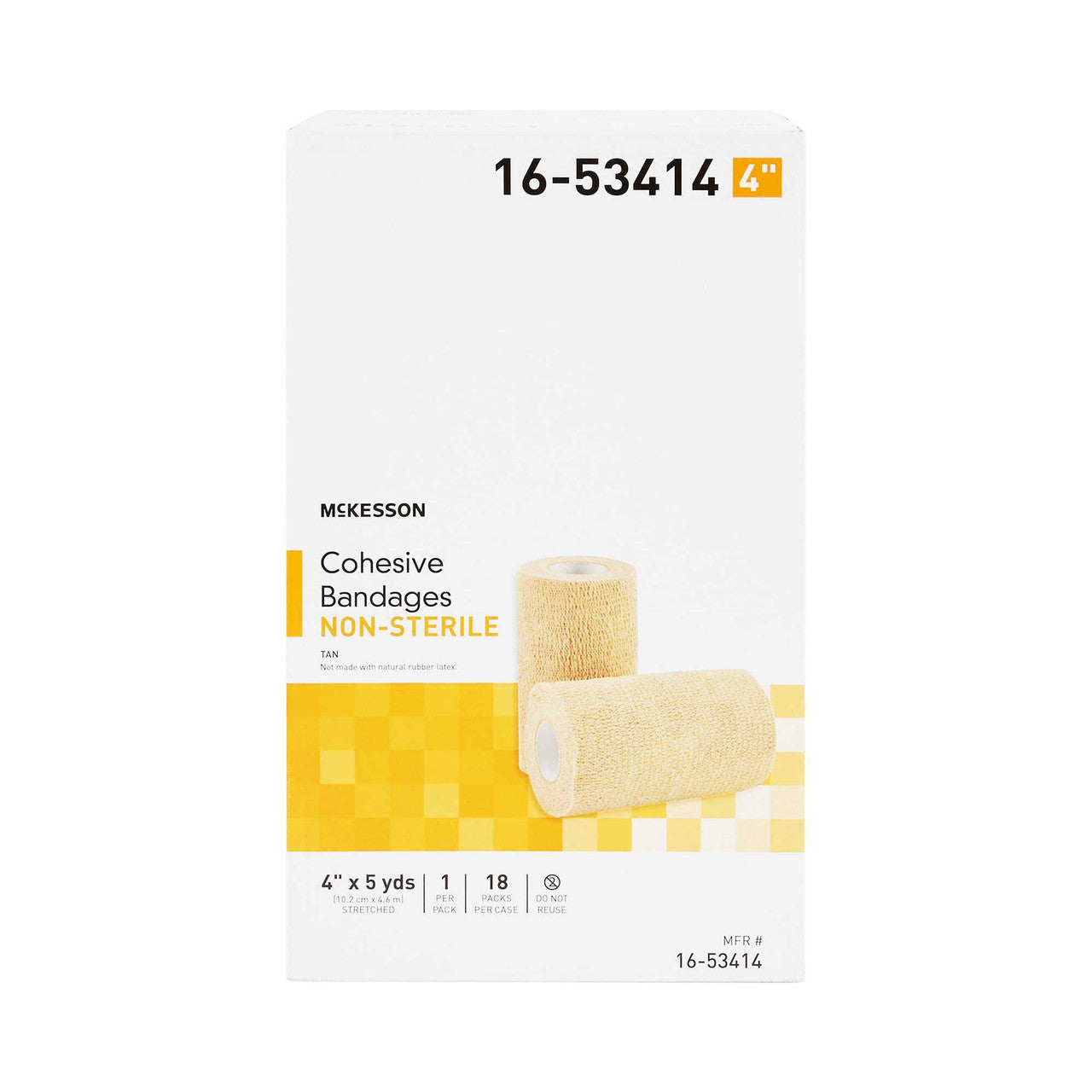 520549 - McKesson - McKesson Cohesive Bandage, 4'' x 5 Yard, 18 per Case, Non Sterile, Latex-free, Tan, Case of 18, (CS)